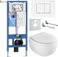 Унитаз подвесной Roxen EGG в комплекте с инсталляцией StounFix Dual Fresh 6 в 1 868537 (кнопка: белы