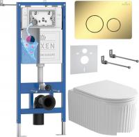 Унитаз подвесной Roxen Royal Matt в комплекте с инсталляцией StounFix Dual Fresh 6 в 1 868485 (кнопк