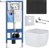 Унитаз подвесной Roxen Porto в комплекте с инсталляцией StounFix Dual Fresh 6 в 1 868603 (кнопка: ор
