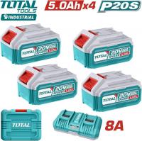 Аккумулятор с зарядным устройством Total TFBCLI20285 (20В/4x5 Ah + 20В, кейс)