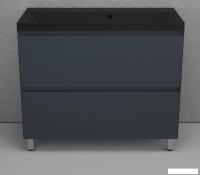 Symbolite Тумба под умывальник Манхэттен 100 Plus 2 ящика + Line 100x48 (графит/антрацит)