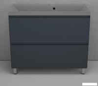 Symbolite Тумба под умывальник Манхэттен 100 Plus 2 ящика + Line 100x48 (графит/серый шелк)