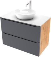 ЗОВ Тумба под умывальник Дион 100 D100LHO0M7015МKV5-KP13W (графит матовый)