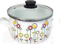 Кастрюля Сантэкс Луговые цветы 1-2430112 (белый)