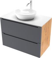 ЗОВ Тумба под умывальник Дион 80 D80LHO0M7015МKV5-KP13W (графит матовый/дуб)