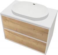 ЗОВ Тумба с умывальником Парма 100 P100LWP0MHMC1A-LDSPW6002 (белый/галифакс)