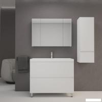 Symbolite Тумба под умывальник Манхэттен 100 Plus 2 ящика + Line 100x48 (белый матовый)