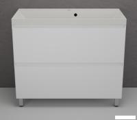Symbolite Тумба под умывальник Манхэттен 100 Plus 2 ящика + Line 100x48 (белый матовый/жасмин)