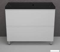 Symbolite Тумба под умывальник Манхэттен 100 Plus 2 ящика + Line 100x48 (белый матовый/антрацит)