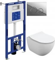 Унитаз подвесной Cersanit Brasko Slim 64824 + Aqua Prime М 50 68179 с кнопкой Twins 63523 (кнопка хр