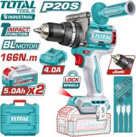 Ударная дрель-шуруповерт Total TIDLI201668 (с 2-мя АКБ, кейс)