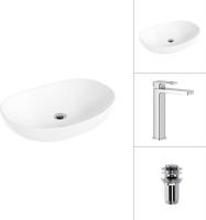 Умывальник Lauter 21502 + Cascade 21СК0655C с донным клапаном 21190CH (хром)