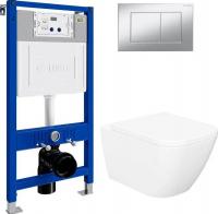 Унитаз подвесной Lauter Nuremberg 21811 + 21901002 (белый, с кнопкой смыва 219701J хром)