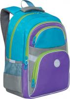 Школьный рюкзак Grizzly RG-167-2 (бирюзовый/фиолетовый/серый)