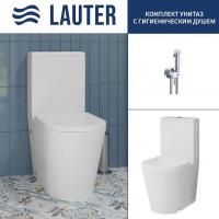 Унитаз напольный Lauter W76 P-TRAP 21122761 + гигиенический душ Jet 21TZ231CH (горизонтальный выпуск