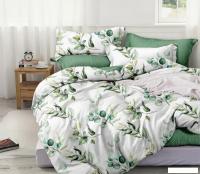2-спальный комплект постельного белья Luxsonia Листва Поплин 2сп 70x70 Ви27-345/220 (на резинке)