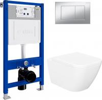 Унитаз подвесной Lauter Nuremberg 21811 + 21901001 (белый, с кнопкой смыва 219703J сатин)