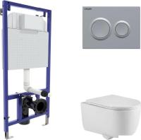 Унитаз подвесной Berges Wasserhaus Tornas Rimless + Visam Slim 525 EX-043414 (с кнопкой, с сиденьем)