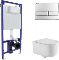 Унитаз подвесной Berges Wasserhaus Tornas Rimless + Visam Slim 525 EX-043409 (с кнопкой, с сиденьем)