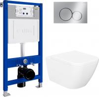 Унитаз подвесной Lauter Nuremberg 21811 + 21901002 (белый, с кнопкой смыва 219701E хром)