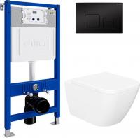 Унитаз подвесной Lauter Nuremberg 21811 + 21901001 (белый, с кнопкой смыва 219704F черный)