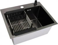 Кухонная мойка Wisent WS-35044B/GER013 (с сифоном, дозатором и коландером)