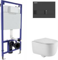 Унитаз подвесной Berges Wasserhaus Tornas Rimless + Visam Slim 525 EX-043411 (с кнопкой, с сиденьем)