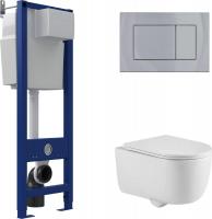 Унитаз подвесной Berges Wasserhaus Tornas Rimless + Atom 410 АТ-043332 (с кнопкой Atom хром глянец)