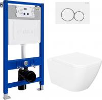 Унитаз подвесной Lauter Nuremberg 21811 + 21901001 (белый, с кнопкой смыва 219702E белый)