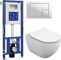 Унитаз подвесной Cersanit Brasko Slim 64824 + Aqua M 40 68177 с кнопкой Corner 64077 (кнопка белый)