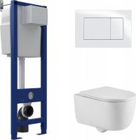 Унитаз подвесной Berges Wasserhaus Tornas Rimless + Atom 410 АТ-043331 (с кнопкой Atom белый)