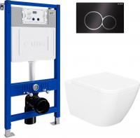 Унитаз подвесной Lauter Nuremberg 21811 + 21901001 (белый, с кнопкой смыва 219704E черный)