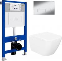 Унитаз подвесной Lauter Nuremberg 21811 + 21901001 (белый, с кнопкой смыва 219701HD хром)