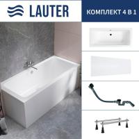 Ванна Lauter Olympia 170x75 21100075 (с ножками, лицевым экраном и сифоном 21Y32001 матовый черный)