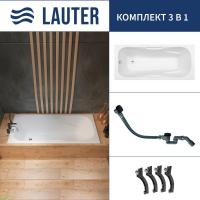 Ванна Lauter Regina 2101418 180x80 с сифоном 21Y32001 (матовый черный)