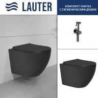 Унитаз подвесной Lauter Augsburg с жест. сиденьем Soft Close 21109EC + Breez 21GN7072BM (черный мато