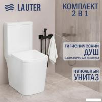 Унитаз напольный Lauter W09 S-TRAP 21900003 + гигиенический душ Glow 21LT0222BM (вертикальный выпуск