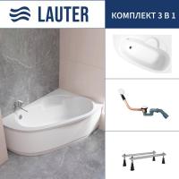 Ванна Lauter Valencia 140x95 2102140R (с ножками и сифоном 21Y11022 белый)
