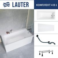 Ванна Lauter Seraphina 170x80 2112170R (с ножками, лицевым экраном и сифоном 21Y32001 матовый черный