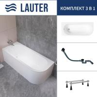 Ванна Lauter Monaco 170x72.5 2113170L (с ножками и сифоном 21Y32001 матовый черный)