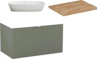 Lauter Тумба под умывальник Melisa 80 + 21393-70 (серо-зеленый п/мат, три ручки+столешница из цельно