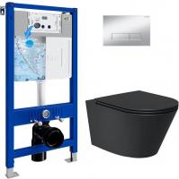 Унитаз подвесной Lauter Longer 2110822B + 21901002 (кнопка 219703HD, сатин)