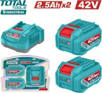 Аккумулятор с зарядным устройством Total TFBCPM25221 (42В/2x2.5 Ah + 42В)