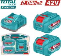 Аккумулятор с зарядным устройством Total TFBCPM20221 (42В/2x2 Ah + 42В)