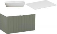 Lauter Тумба под умывальник Melisa 80 + 21393-70 (серо-зеленый п/мат, три ручки+столешница текстура