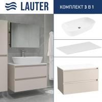 Lauter Тумба под умывальник Mia 80 + 21393-70 (кашемир + столешница текстура камня, белый Mia 80)