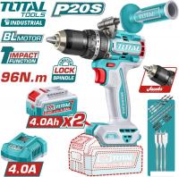 Ударная дрель-шуруповерт Total TIDLI209686 (с 2-мя АКБ, кейс)