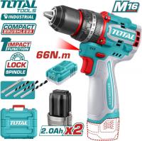Ударная дрель-шуруповерт Total TIDLI166062 (с 2-мя АКБ, кейс)