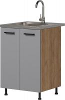 Шкаф напольный Genesis Мебель Алиса Грей 600 2 двери (дуб золотой/серый)