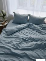 2-спальный комплект постельного белья Блакiт Страйп-сатин 2сп 50х70 4249/1 14-4201 (серо-голубой)